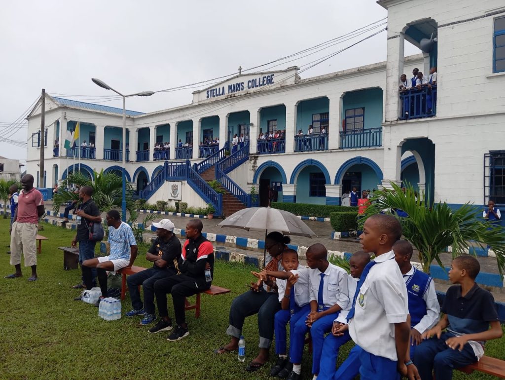 Spectators at the match between the Old Boys Soccer team and the school team